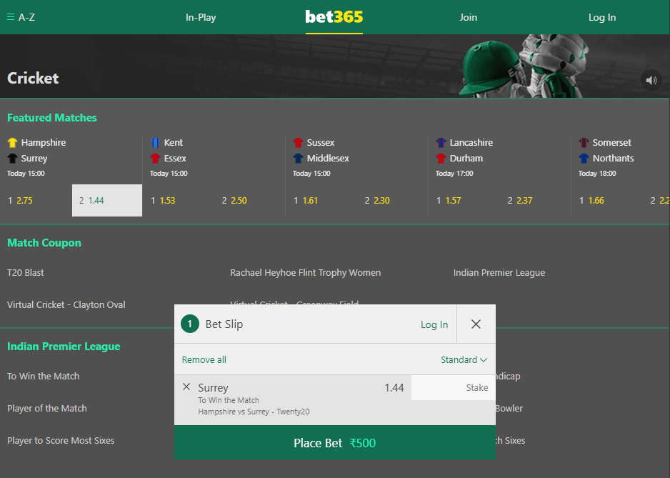 How to bet on cricket on bet365