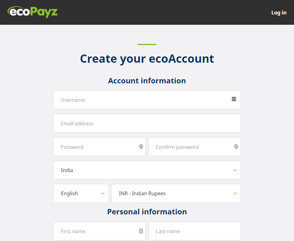 Ecopayz Registration