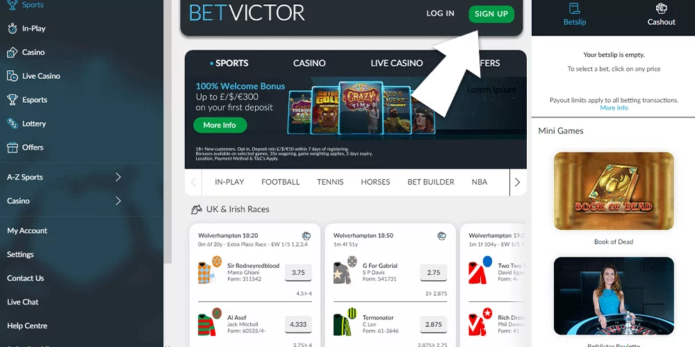 BetVictor registration